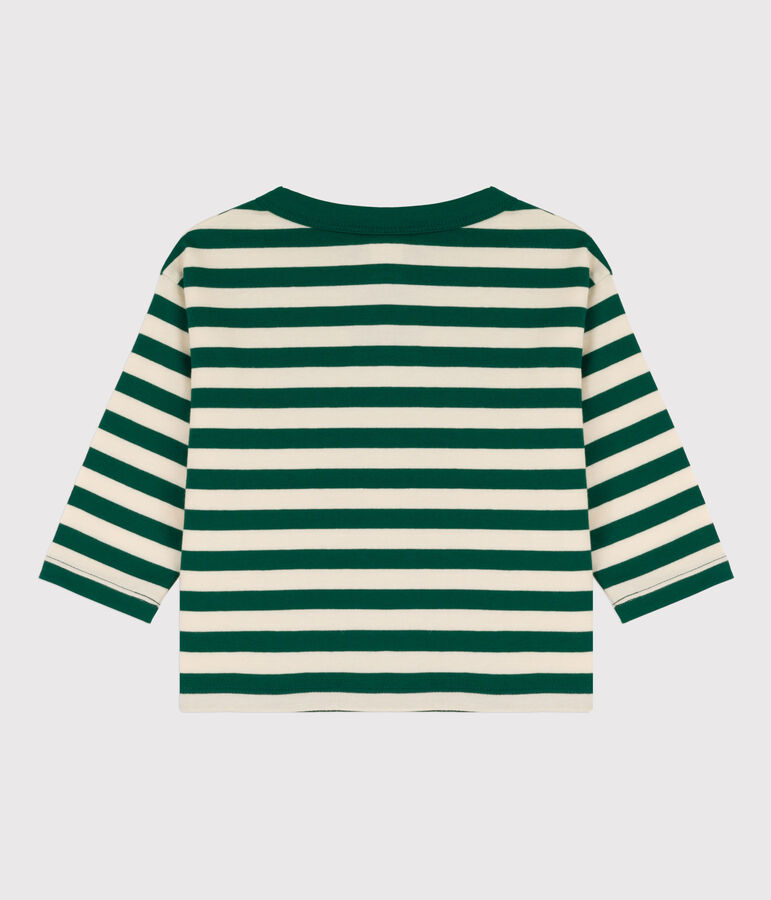 Babies' Long-Sleeved Cotton T-shirt green/ecru