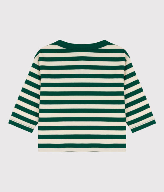 Babies' Long-Sleeved Cotton T-shirt EVERGREEN /AVALANCHE