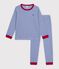 Children's stripy cotton pyjamas blue/white