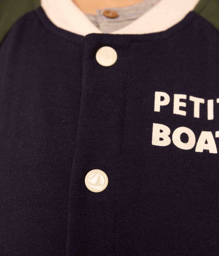 Boys' fleece baseball jacket SMOKING blue/MULTICO white