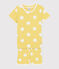 Children's Polka Dot Ribbed Short Pyjamas BLE yellow/ECUME white
