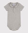 Babies' Short-Sleeved Cotton Bodysuit with Peter Pan Collar CHATON CHINE grey