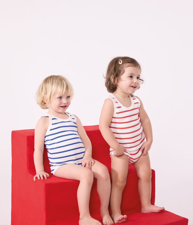 Babies' sleeveless stripy cotton bodysuits - 2-Pack multicolor