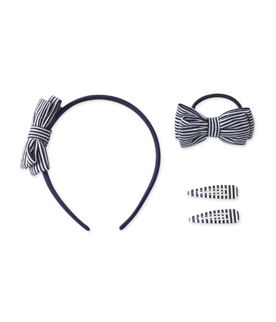 Kit serre-tête et accessoires cheveux en milleraies SMOKING blue/COQUILLE beige