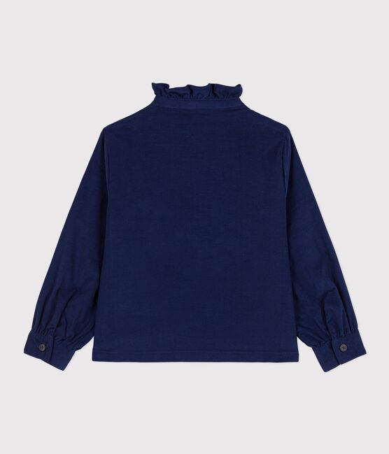 Girls' Velvet Blouse BLEU FONCE