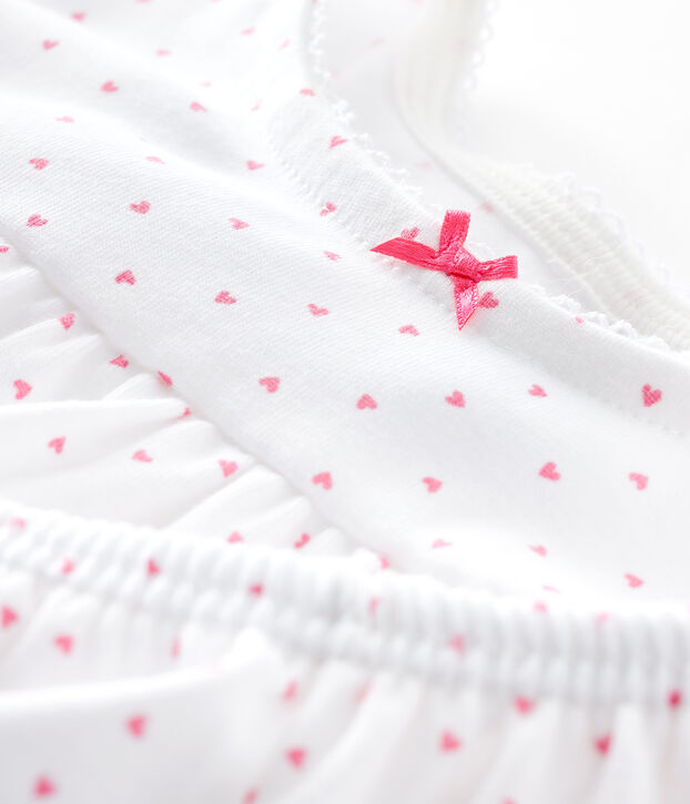 Girls' Pink Ribbed Short Pyjamas white/pink