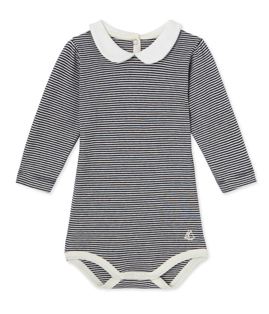 Baby girl's milleraies striped bodysuit SMOKING blue/COQUILLE beige