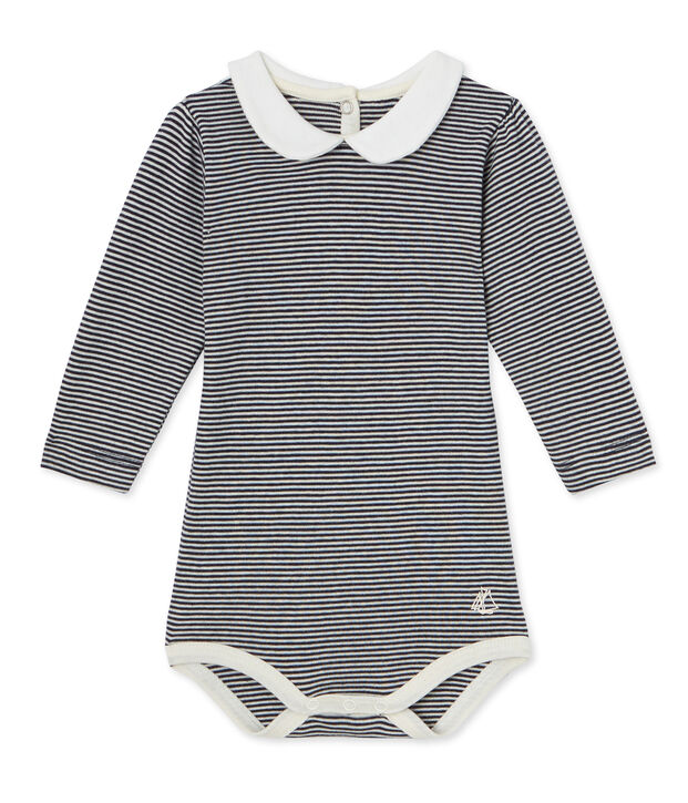 Baby girl's milleraies striped bodysuit blue/white