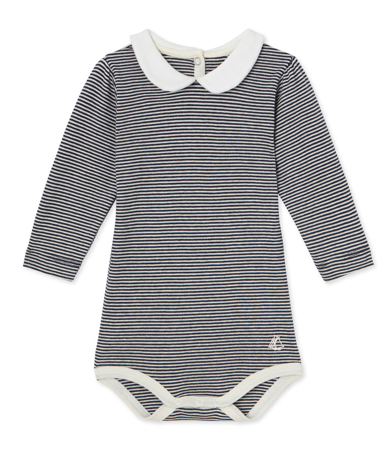 Baby girl's milleraies striped bodysuit blue/white