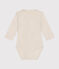 Babies' Long-Sleeved Cotton Bodysuit With Collar MONTELIMAR CHINE beige