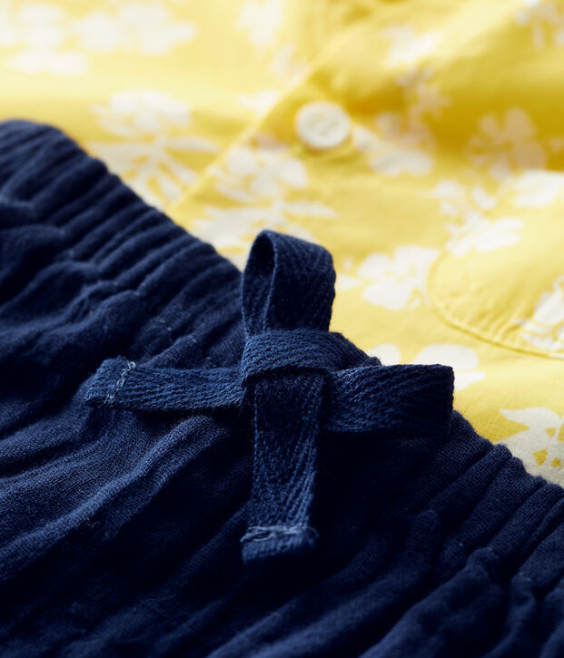 Babies' Organic Poplin Hawaii Print Clothing - 2-Piece Set yellow/white