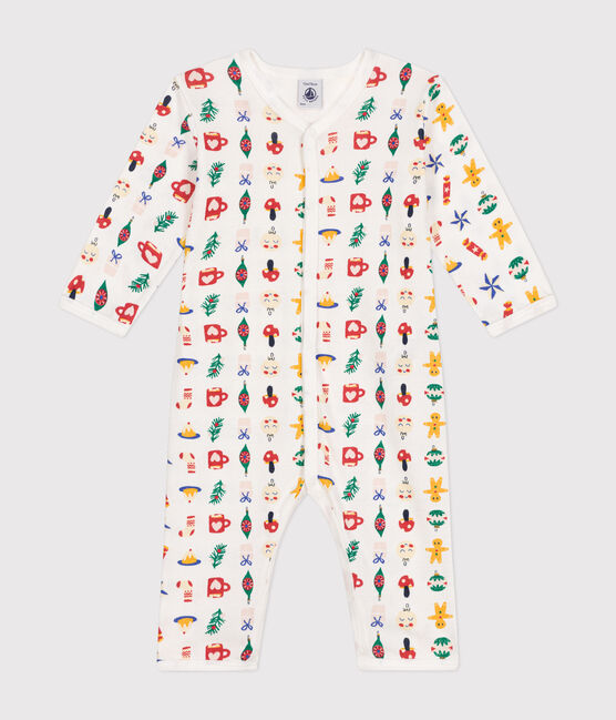Babies' printed cotton footless pyjama suit MARSHMALLOW white/MULTICO white