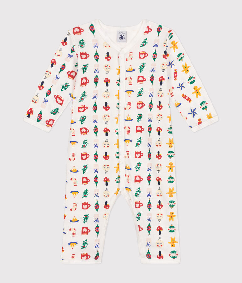 Babies' printed cotton footless pyjama suit white/multicolor