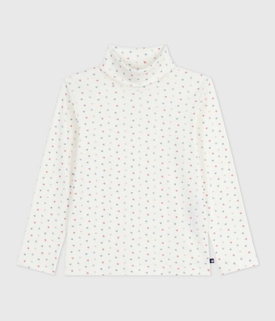 Children's printed cotton polo neck top MARSHMALLOW white/MULTICO white