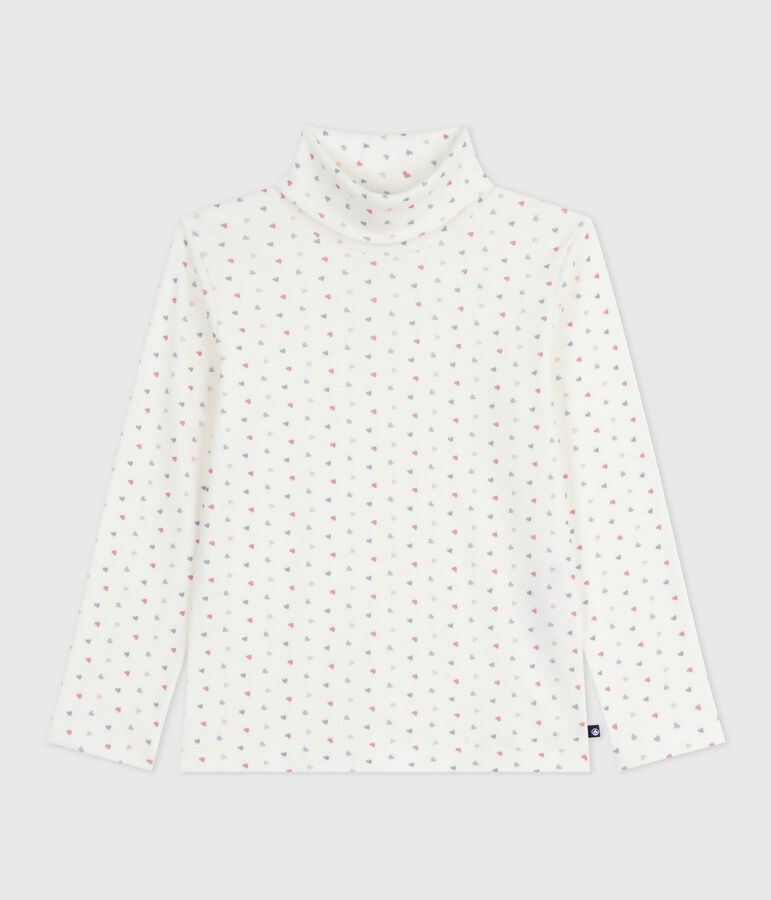 Children's printed cotton polo neck top white/multicolor