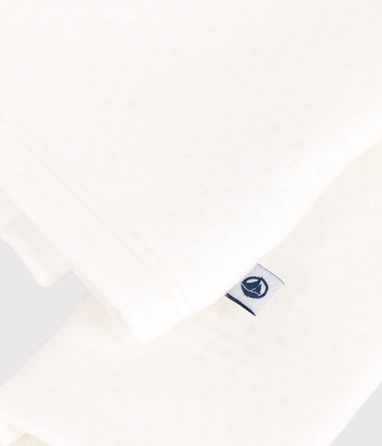 Quilted rib knit cotton cardigan for baby MARSHMALLOW white