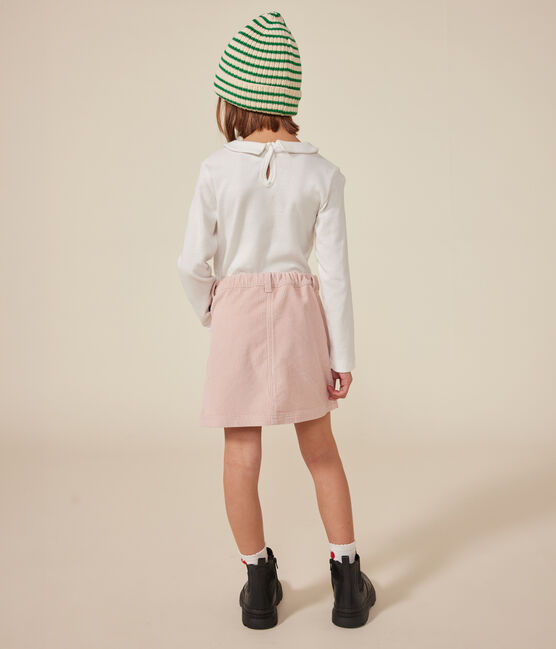 Girls' Long-Sleeved Cotton T-Shirt MARSHMALLOW white