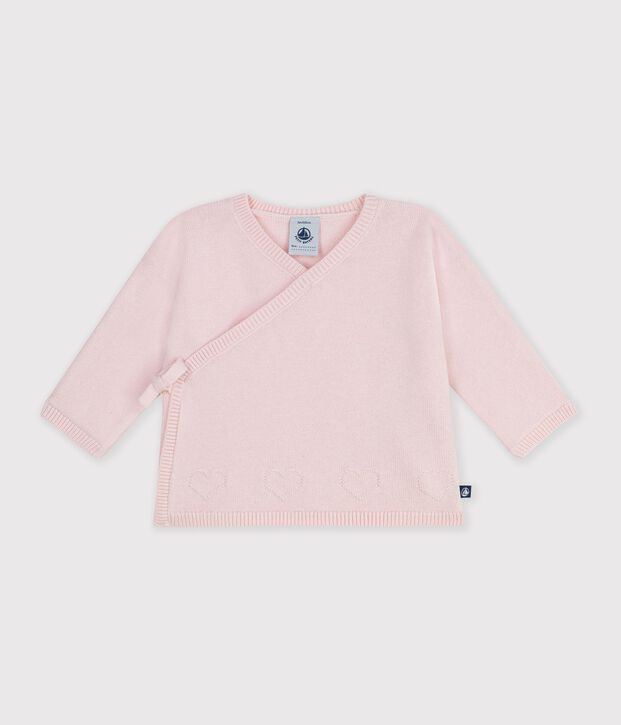 Babies' wool and cotton knit wrapover top BARELY