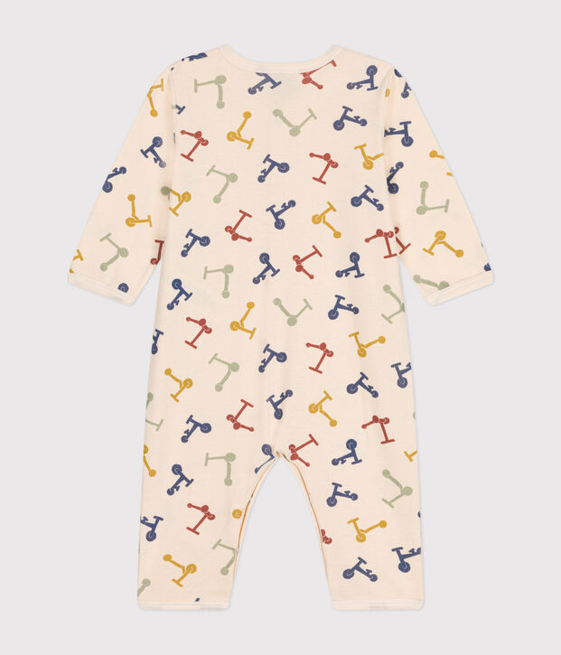 Babies' Footless Cotton Pyjamas Ecru/blue