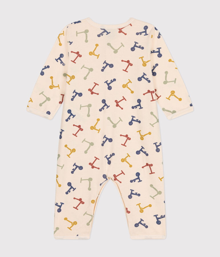 Babies' Footless Cotton Pyjamas Ecru/blue