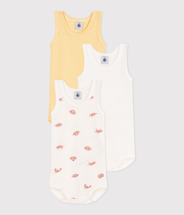 Babies' sleeveless crab pattern cotton bodysuits - 3-Pack multicolor
