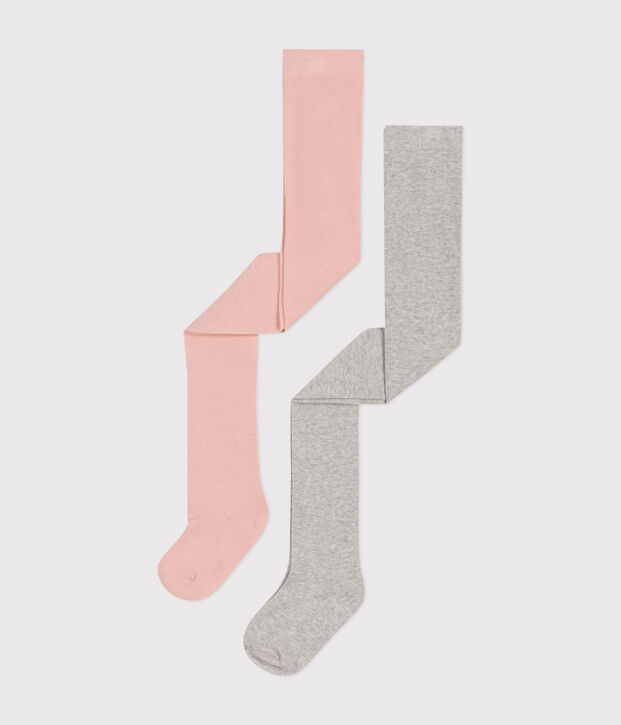 Children's cotton jersey tights - 2-pack multicolor