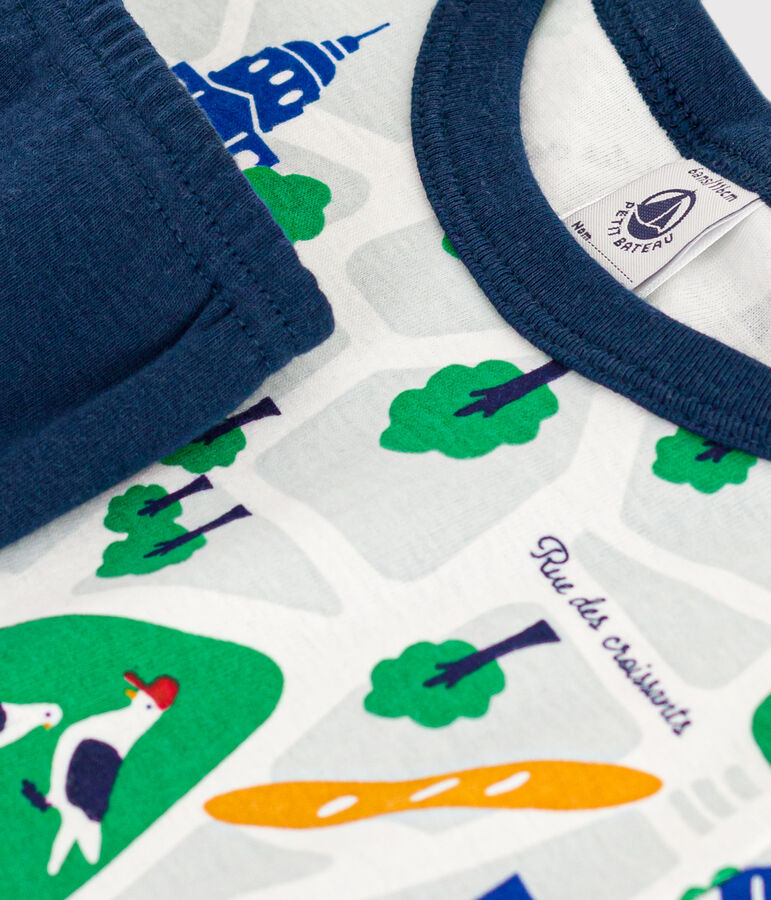 Children's Short Cotton Paris Print Pyjamas blue/multicolor