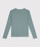 Women's long-sleeved stripy cotton T-shirt green/white