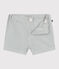 Babies' stripy seersucker shorts MARSHMALLOW white/BRUT blue