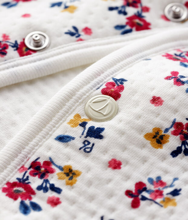 Baby girl's tubular knit cardigan white/multicolor