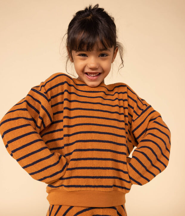 Children's unisex terry sweatshirt brown/blue