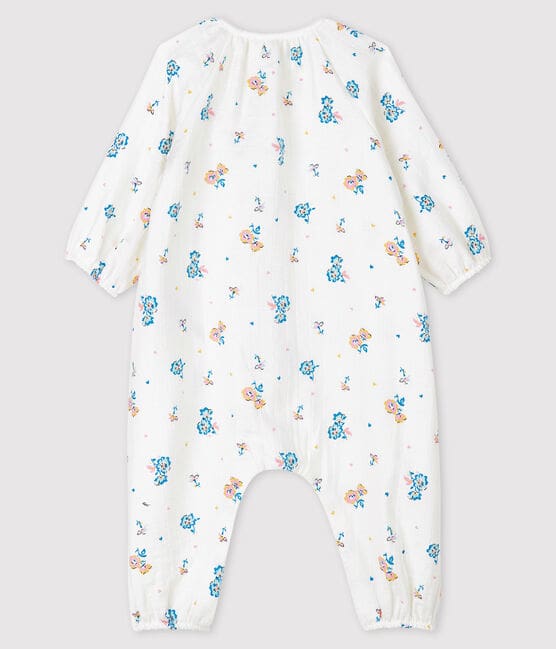 Baby Girls' Easy-Care Floral Print Jumpsuit MARSHMALLOW white/MULTICO white