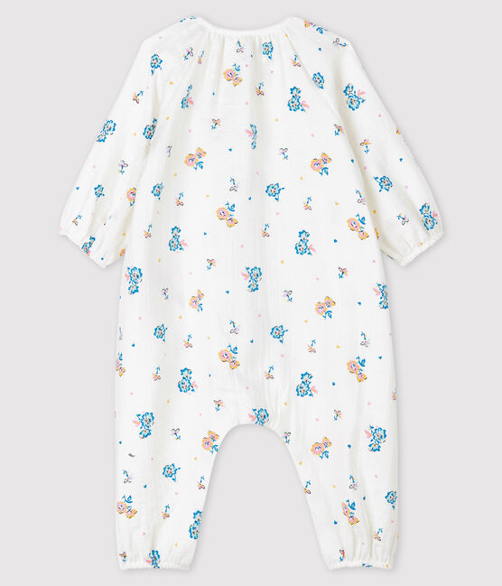 Baby Girls' Easy-Care Floral Print Jumpsuit MARSHMALLOW white/MULTICO white
