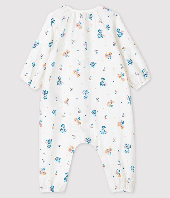 Baby Girls' Easy-Care Floral Print Jumpsuit MARSHMALLOW white/MULTICO white