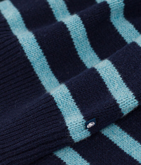 Children's unisex stripy wool and cotton pullover SMOKING /AZUL
