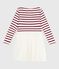Children's long-sleeved dress in cotton and tulle MILK red/AMARANTE