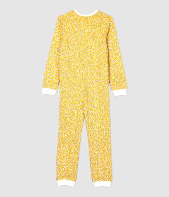 Girls' Floral Brushed Terry Towelling Jumpsuit OCRE yellow/MARSHMALLOW white