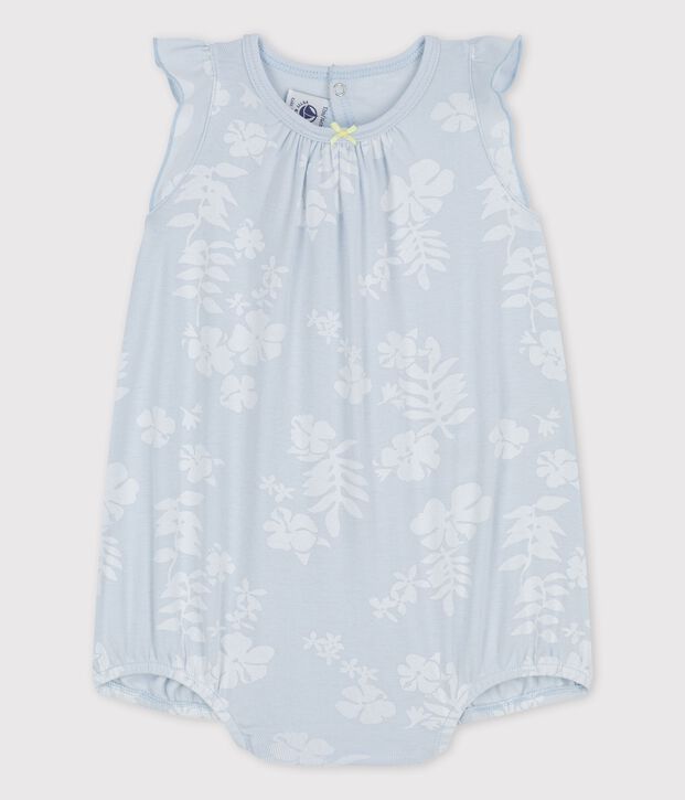 Babies' Hawaiian Themed Cotton Playsuit blue/white