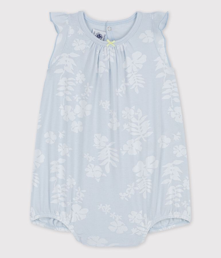 Babies' Hawaiian Themed Cotton Playsuit blue/white