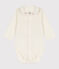 Babies' White Organic Cotton Bodysuit with Collar MARSHMALLOW white