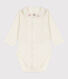 Babies' White Organic Cotton Bodysuit with Collar