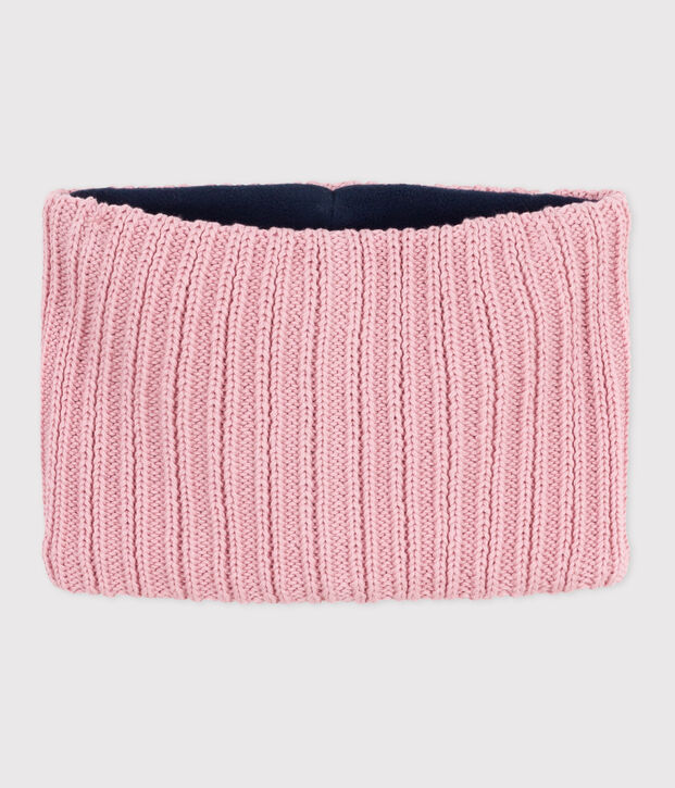 Children's fleece-lined knitted snood pink