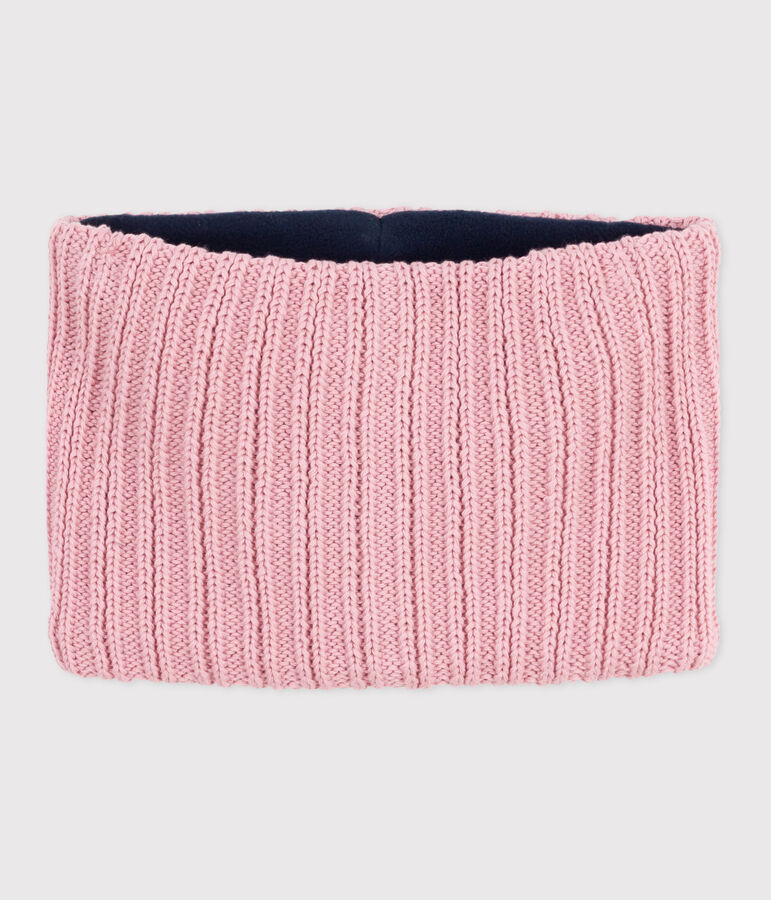 Children's fleece-lined knitted snood pink