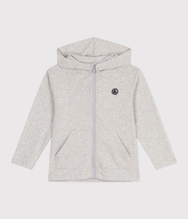 Children's plain cotton zip-up hoodie BELUGA CHINE