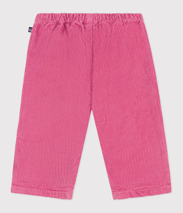 Babies' plain corduroy trousers pink