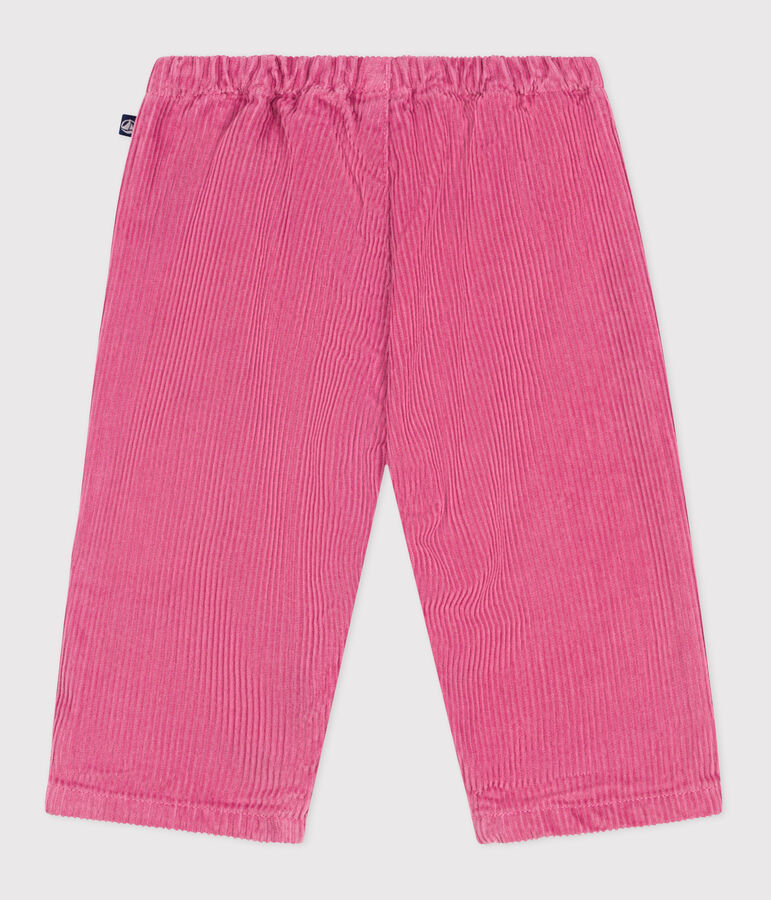 Babies' plain corduroy trousers pink