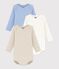 Pack of plain cotton long-sleeved baby bodies multicolor