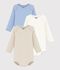 Pack of plain cotton long-sleeved baby bodies multicolor
