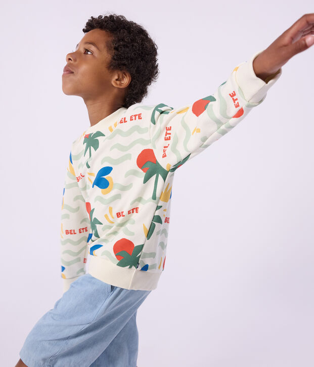 Children's printed cotton sweatshirt Ecru/multicolor