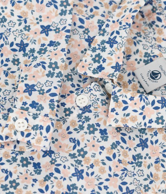 Babies' Poplin Floral Print Long-Sleeved Shirt ECUME white/MULTICO white